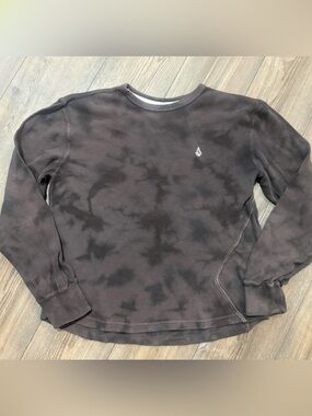 Vintage Volcom Thermal Crewneck Brown Grunge Skater Y2K Mens Large